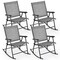 Set Of 4 Patio Rocking Char Outdoor Folding Rocker W/ Sturdy Metal Frame